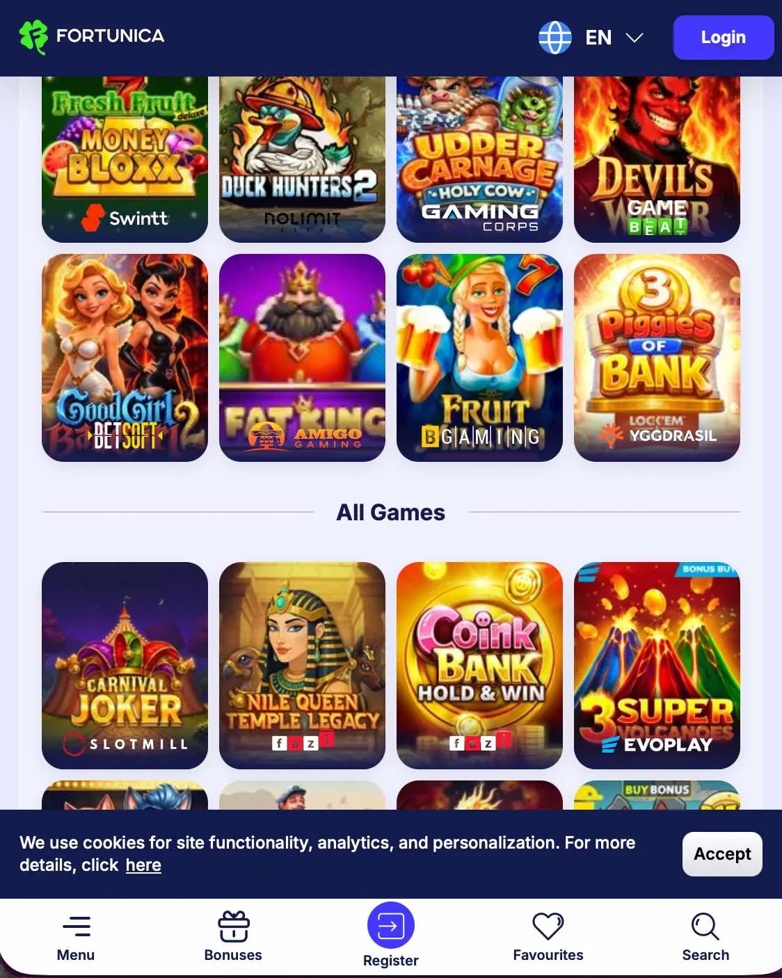 Spelaanbod Bij Fortunica Casino